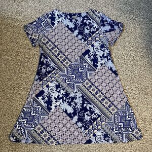 Chicos Womens Patchwork Dress Size 3 (US 16-18) Short Sleeve Stretch Boho Beachy